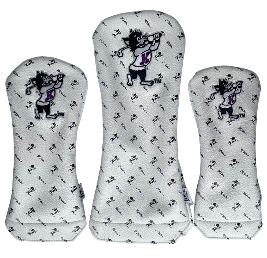 K-State Micro Print Headcover Set (White/Grey)