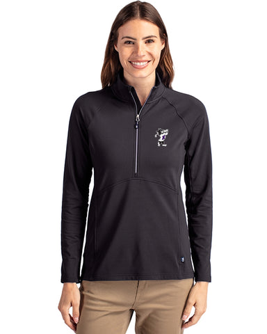 K-State Cutter & Buck Women’s Adapt Eco Knit Half Zip (Black)
