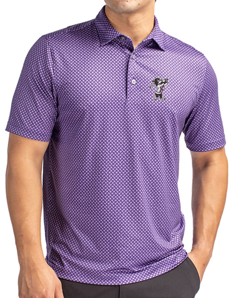 K-State Cutter & Buck Pike Banner Print Stretch Polo (Purple)