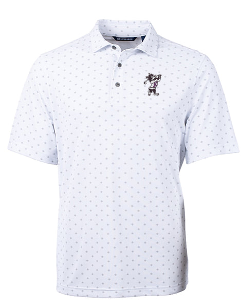 K-State Cutter & Buck Virtue Eco Pique Tile Print Polo (White)