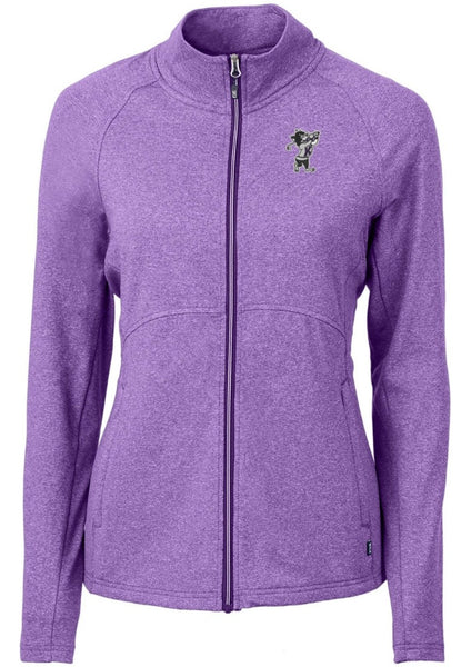 K-State Cutter & Buck Adapt Eco Knit Heather Recycled Full Zip (Purple)