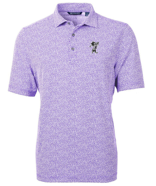 K-State Cutter & Buck Virtue Eco Pique Botanical Print Recycled Polo (Purple/White)
