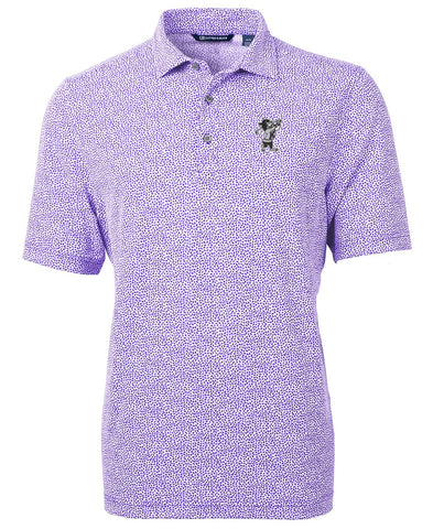 K-State Cutter & Buck Virtue Eco Pique Botanical Print Recycled Polo (Purple/White)