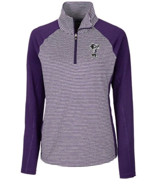 Cutter & Buck Forge Tonal Stripe Stretch 1/2 Zip (Purple)