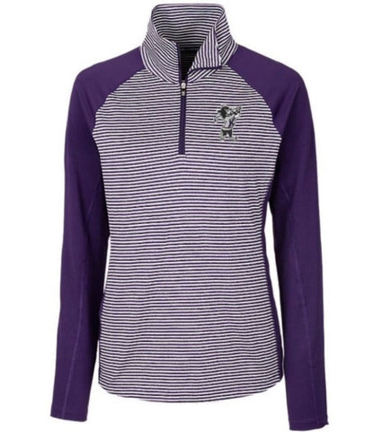 K-State Cutter & Buck Forge Tonal Stripe Stretch 1/2 Zip (Purple)