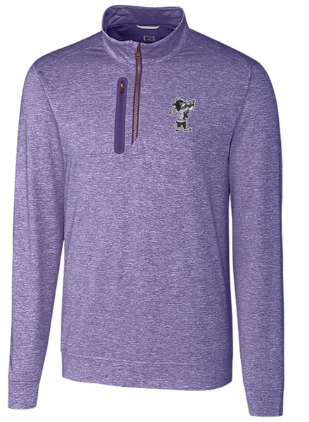 K-State Cutter & Buck Stealth Heathered 1/4 ZIp (Purple)