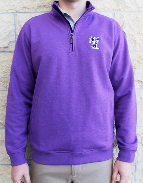 Golfing Willie Blended Cotton Melange ¼ Zip (Purple)