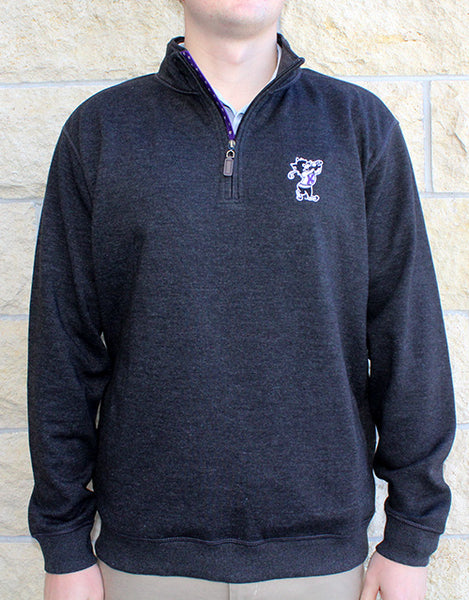 Golfing Willie Blended Cotton Melange ¼ Zip (Charcoal)
