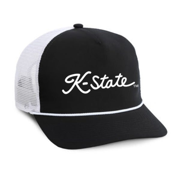 K-State Golf Script Mesh Back Rope Hat (Black/White)