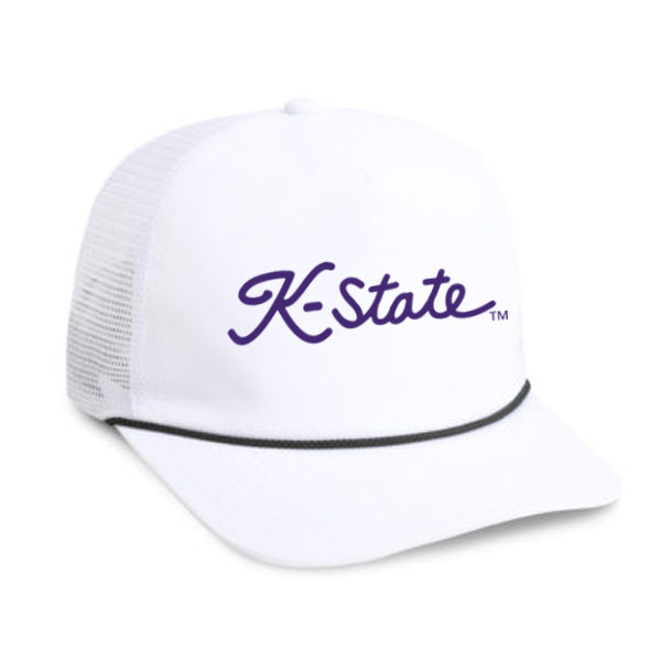 K-State Golf Script Mesh Back Rope Hat (White)