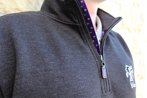 Golfing Willie Blended Cotton Melange ¼ Zip (Charcoal)