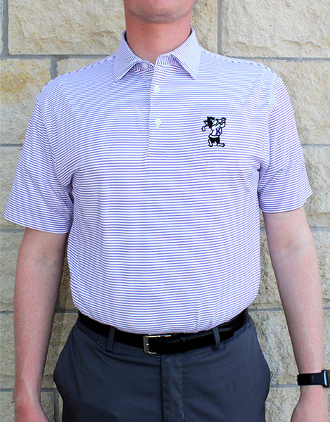 Golfing Willie Stripe Polo (White/Purple)
