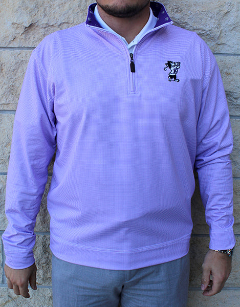 Golfing Willie Performance Custom Houndstooth ¼ Zip Microfleec (White/Purple)
