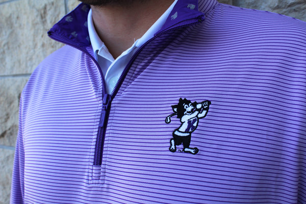 Golfing Willie Performance Custom Stripe ¼ Zip (Lavender/Purple)
