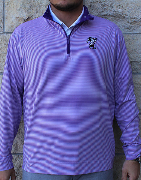 Golfing Willie Performance Stripe ¼ Zip (Lavender/Purple)
