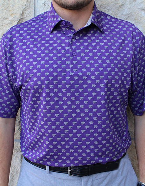 Powercat Allover Print Polo (Purple)