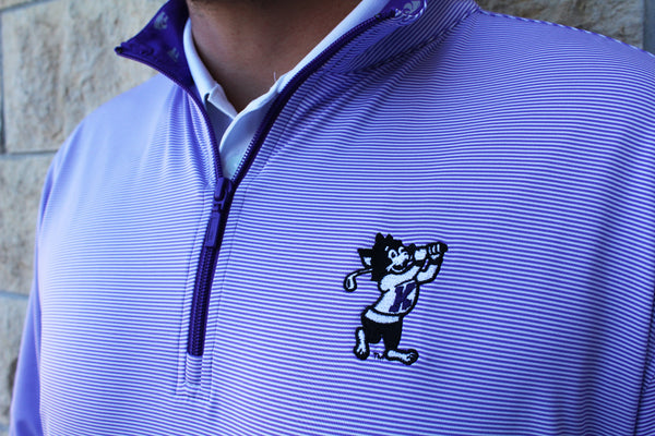 Golfing Willie Performance Stripe ¼ Zip (Purple/White)
