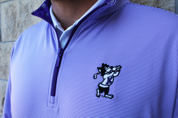 Golfing Willie Performance Custom Stripe ¼ Zip (Purple/White)