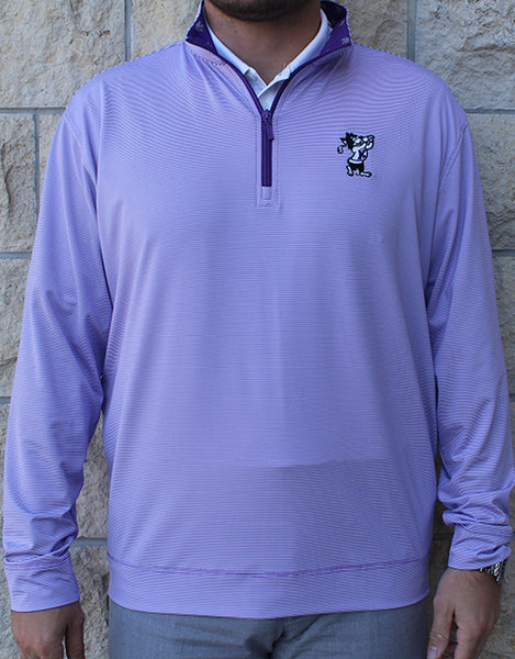 Golfing Willie Performance Custom Stripe ¼ Zip (Purple/White)