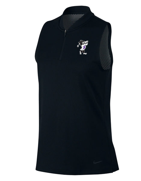 NIKE Women's Dri-Fit Blade Sleeveless Polo (Black)