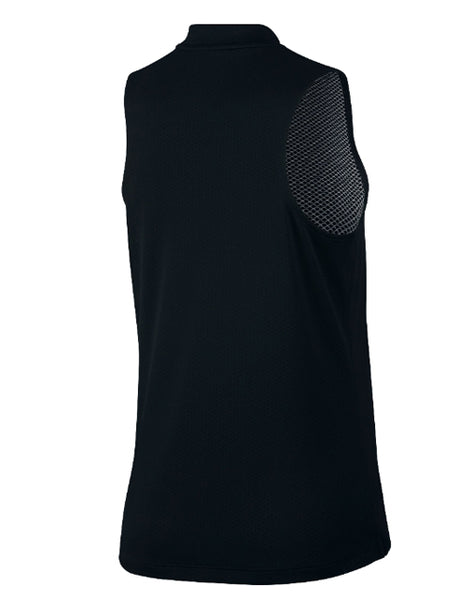 NIKE Women's Dri-Fit Blade Sleeveless Polo (Black)